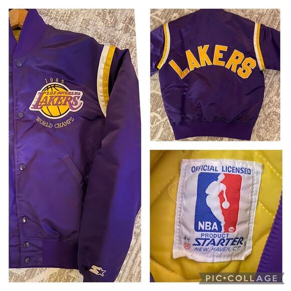 Vintage 80s Lakers Los Angeles STARTER Jacket Bomber World Champs Medium RARE - Picture 3 of 16